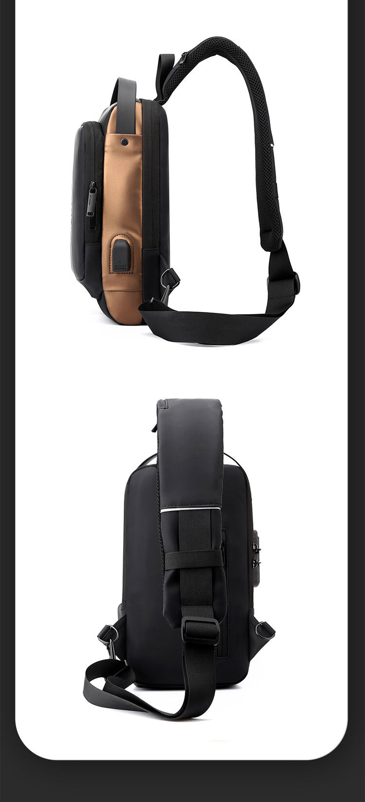 Mochila Tipo Morral cruzado antirrobo +USB impermeable