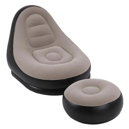 Sillón Inflable Flocado con Taburete – Relax en Casa o en el Aire Libre