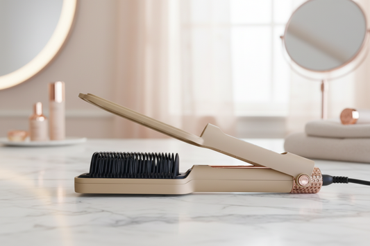 Plancha Cepillo Alisador Eléctrico 2 en 1 – Alisa y Peina Rápido