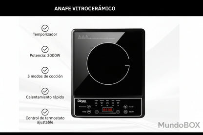 Anafe Eléctrico Vitrocerámico Portátil – 1 Hornalla Potente para Cocinar en Cualquier Lugar