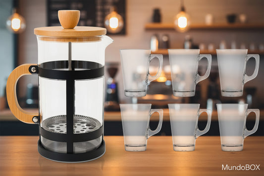 Cafetera Prensa Francesa – Café Intenso y Aromático en Casa + 6 Tazas