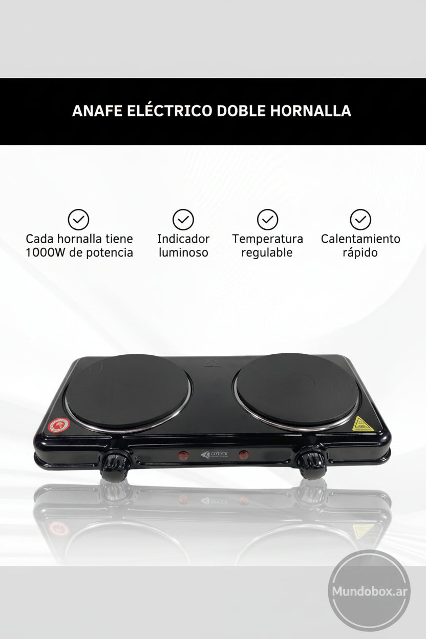 Anafe Eléctrico 2 Hornallas 2000W – Cocina en Cualquier Lugar