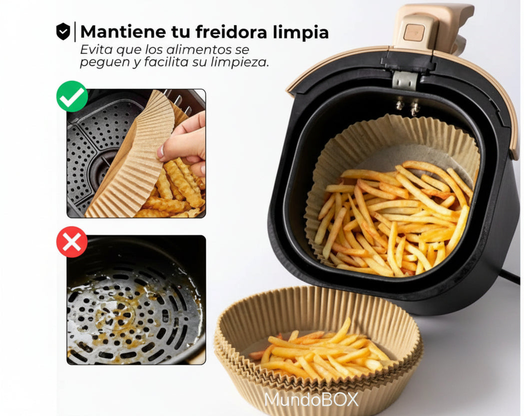 Pack 100 Bandejas Antiadherentes para Freidora de Aire – Cociná Sin Limpiar