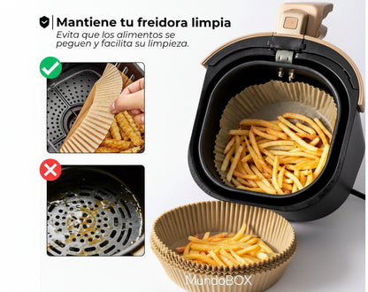 Pack 100 Bandejas Antiadherentes para Freidora de Aire – Cociná Sin Limpiar
