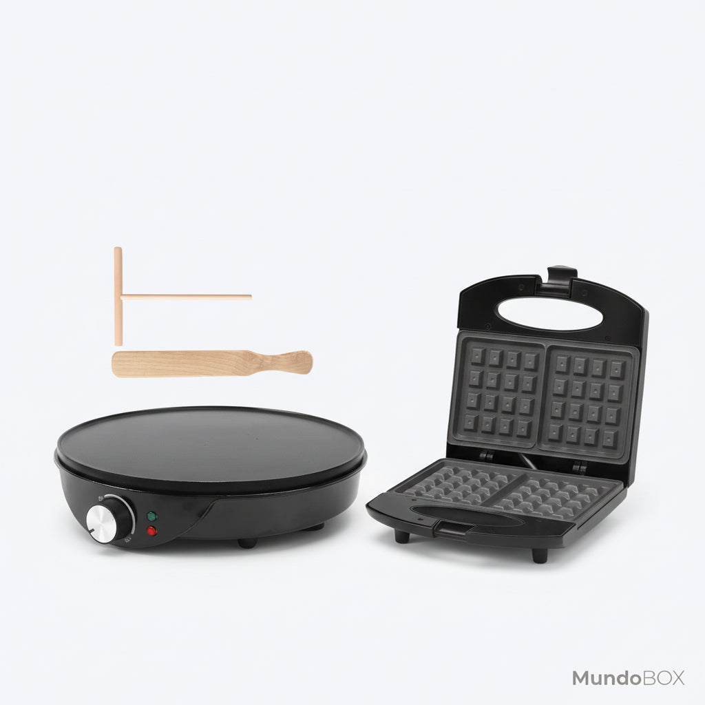 Combo Panquequera Antiadherente + Waflera Eléctrica – Desayunos Perfectos Todos los Días