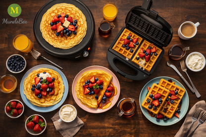 Combo Panquequera Antiadherente + Waflera Eléctrica – Desayunos Perfectos Todos los Días