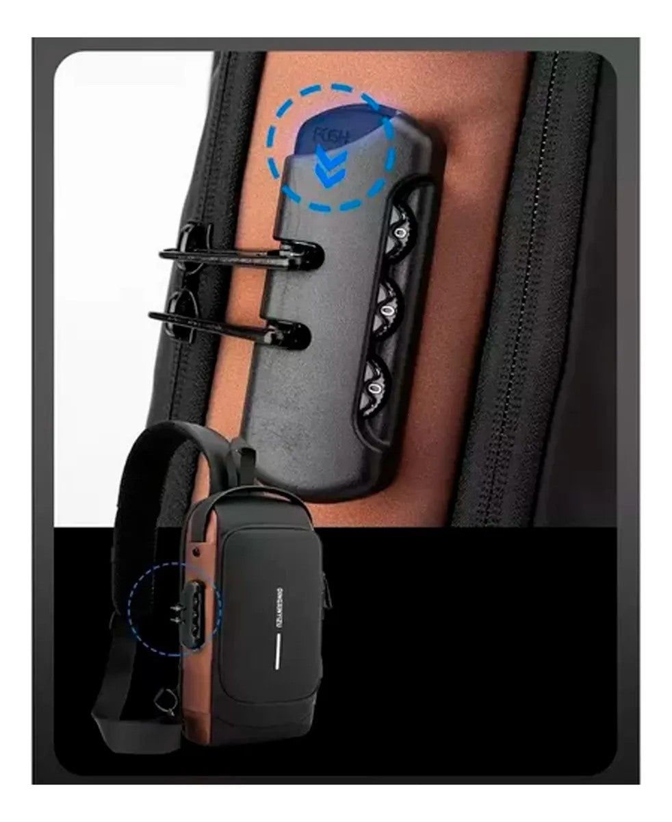Mochila Tipo Morral cruzado antirrobo +USB impermeable