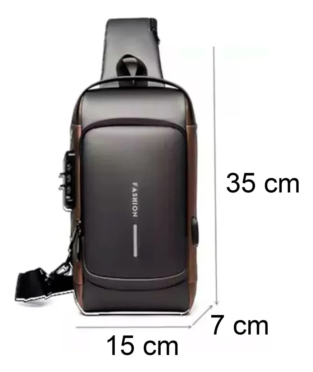 Mochila Tipo Morral cruzado antirrobo +USB impermeable