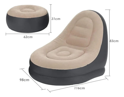Sillón Inflable Flocado con Taburete – Relax en Casa o en el Aire Libre