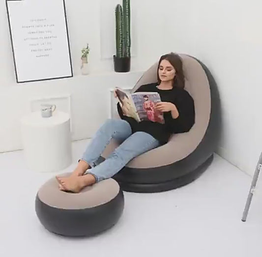 Sillón Inflable Flocado + Taburete